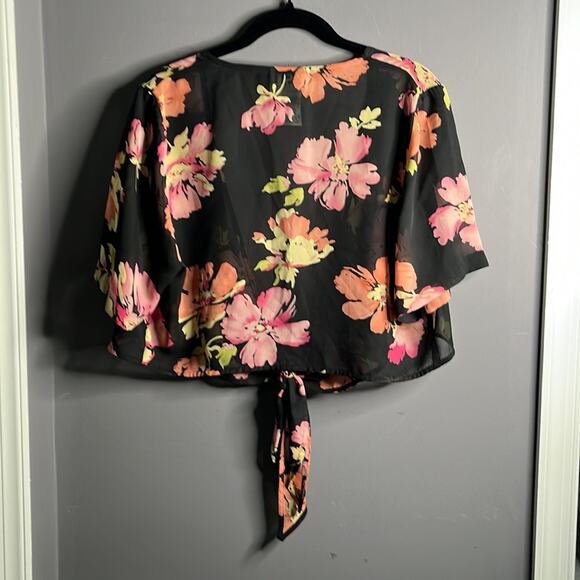 KSL by Karin Stevens Floral Tie Front Blouse Size 14W - Picture 5 of 7